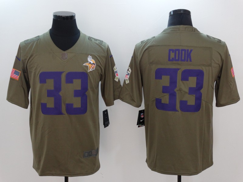 Men Minnesota Vikings #33 Cook Nike Olive Salute To Service Limited NFL Jerseys